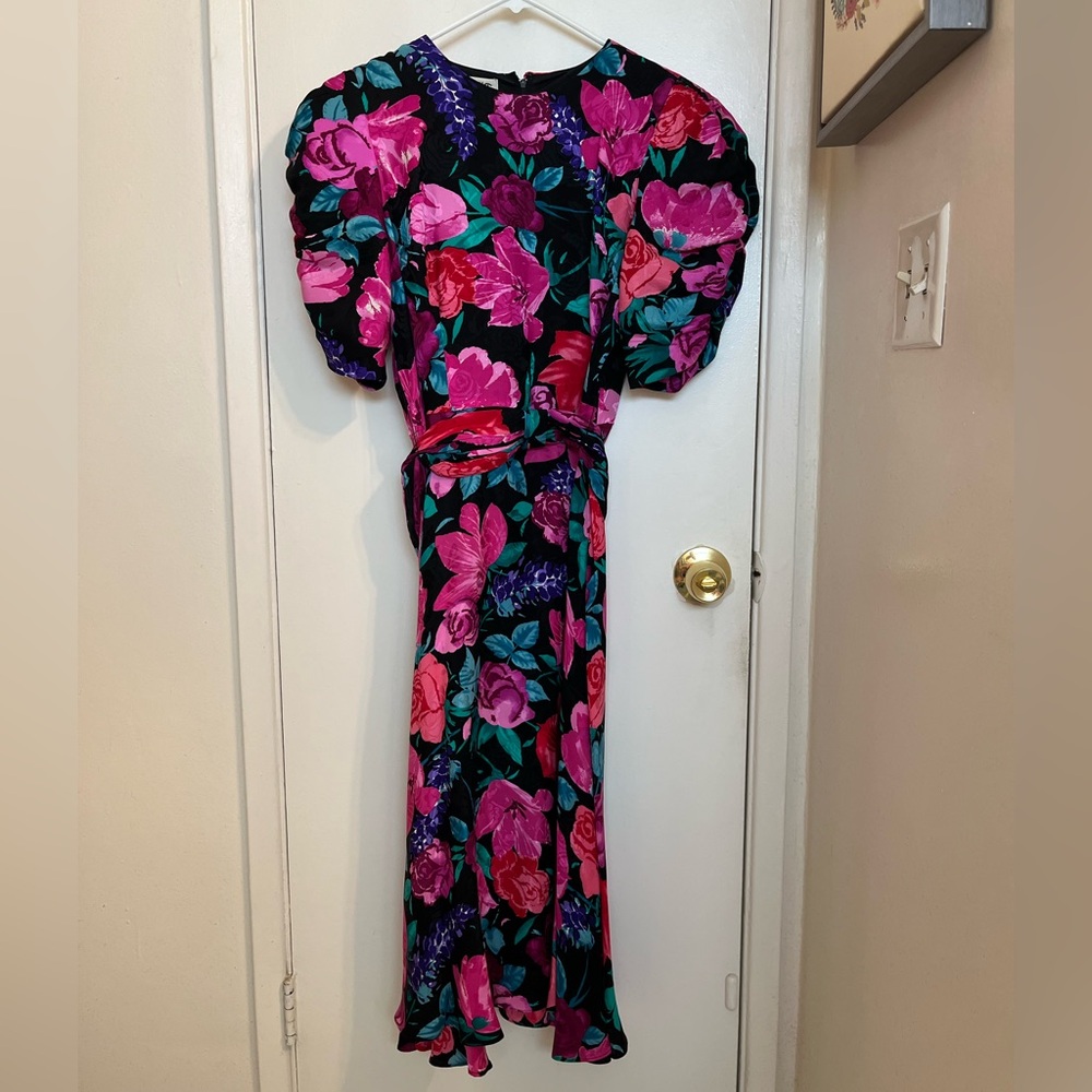 Vintage NUIT Petites Floral Puff Sleeve Dress
